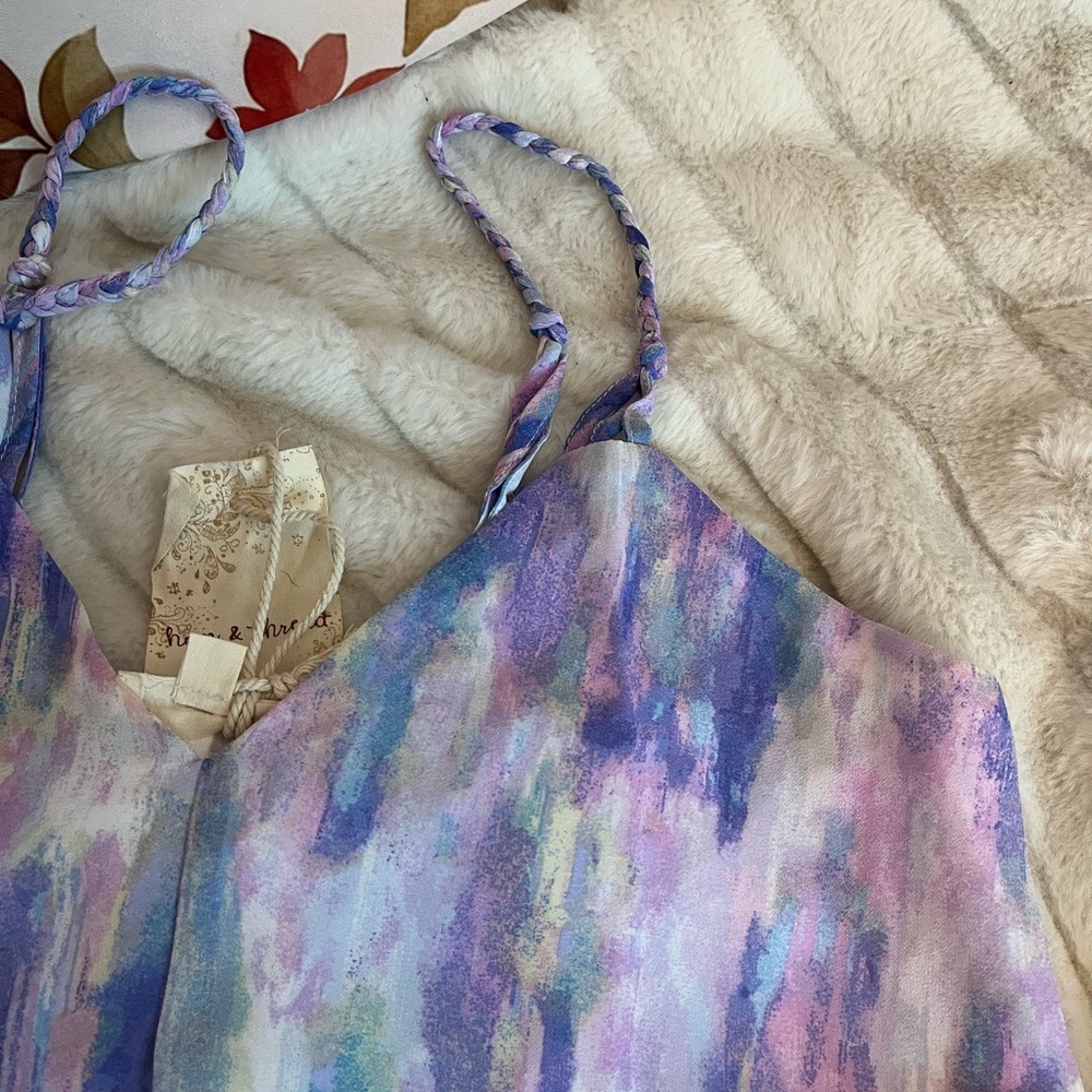 Boutique Soft Girl Fairy S Pastel Braided Strap Blue Purple Cami Top Spring
